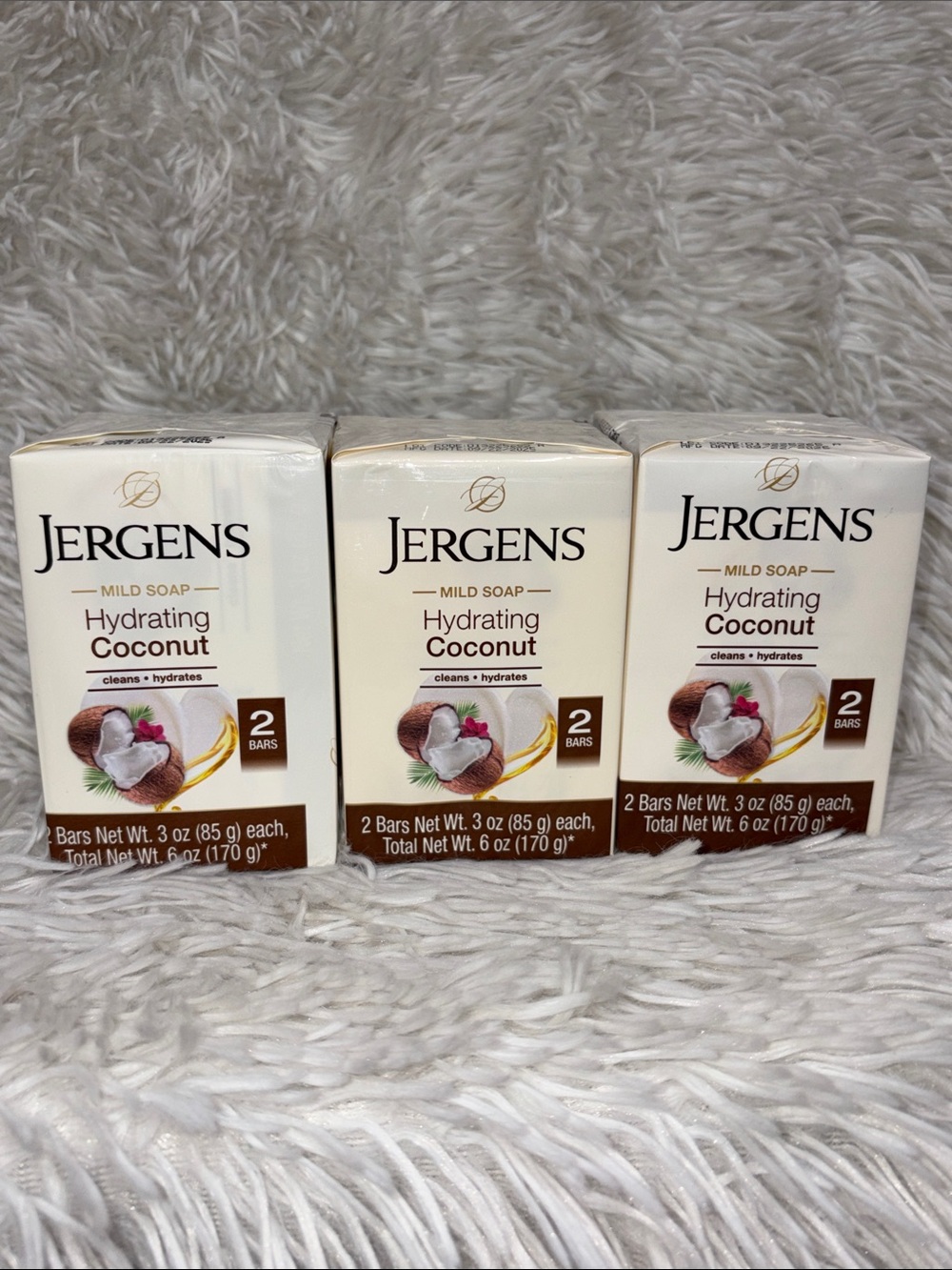 Jergens Hydrating Coconut Bar‎ Soap (3 packs = 6 Bars)